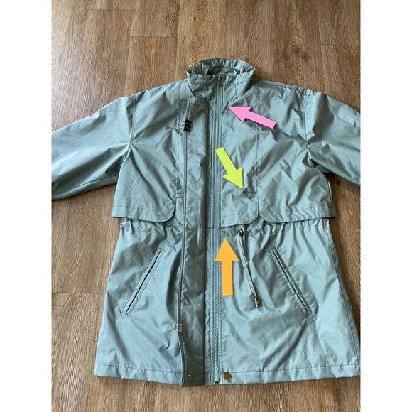 Vtg Fleet Street Metallic Teal Oversize Trench Raincoat Jacket Women's Medium - Picture 5 of 11